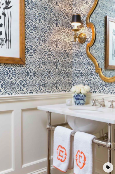 bathroom accessorized with monogram towels