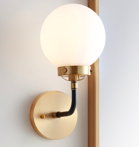 Caleb 1-Light 8" Brass Wall Sconce, Brass Gold/Black by JONATHAN Y