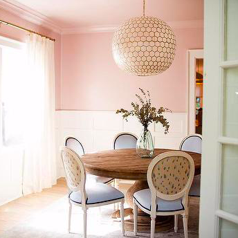 upper half wall pink dining room