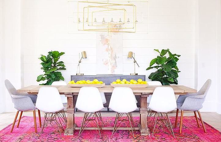 pink magenta rug dining room pink and gray dining room