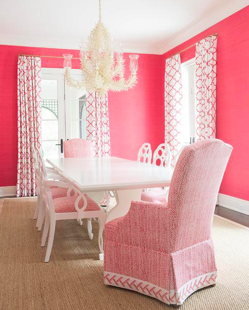 coral and pink dining room