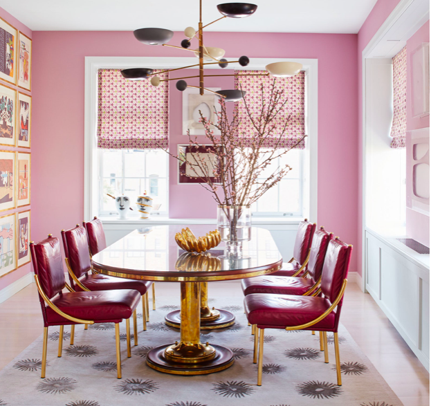 different shades of pink dining room