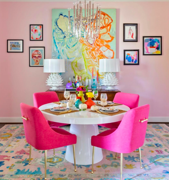 Pink Dining Rooms You Re One, Pink Dining Room Table Decor