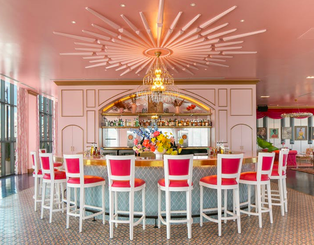 magenta pink bar stools bar design