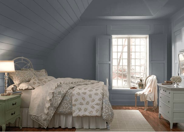 bedroom with walls in pencil point by behr