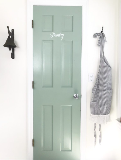 seafoam green pantry door
