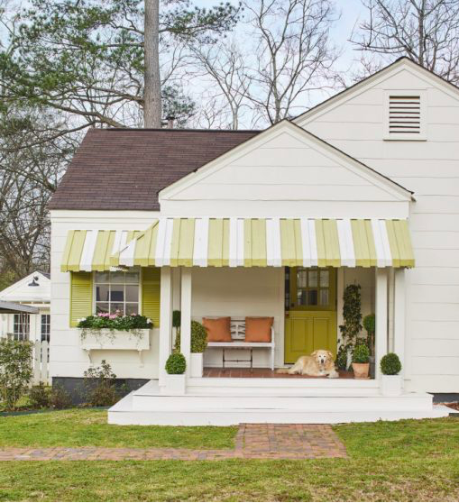 striped awning home in birmingham