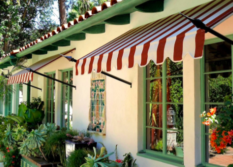 red and white striped awning