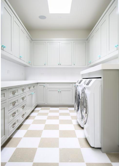 checkerboard floor laundry room