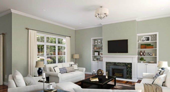 austere gray paint color family room