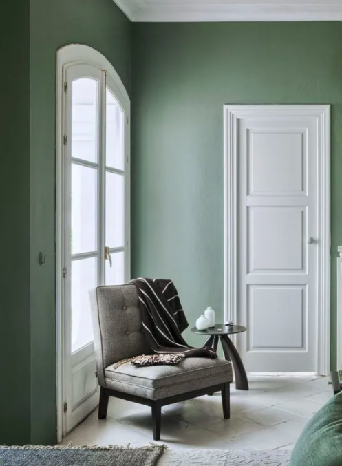 traditional bedroom green wall paint color