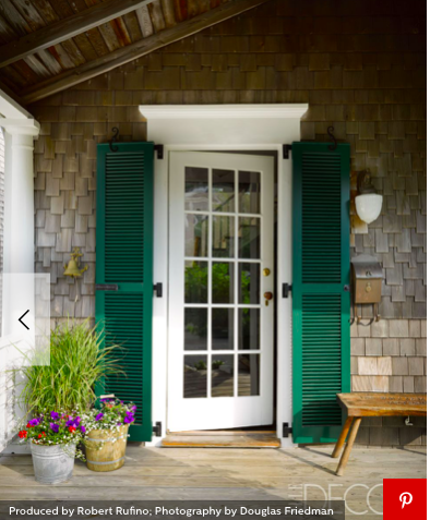 Benjamin Moore Chrome Green exterior shutters
