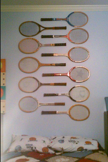 badminton rackets as headboard
