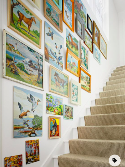 vintage art stairwell wall design