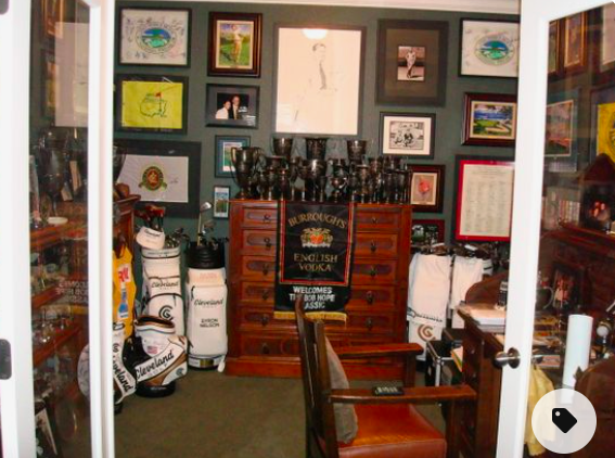 office with golf trophies