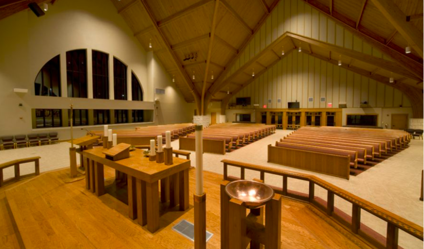 neutral tan interior church design