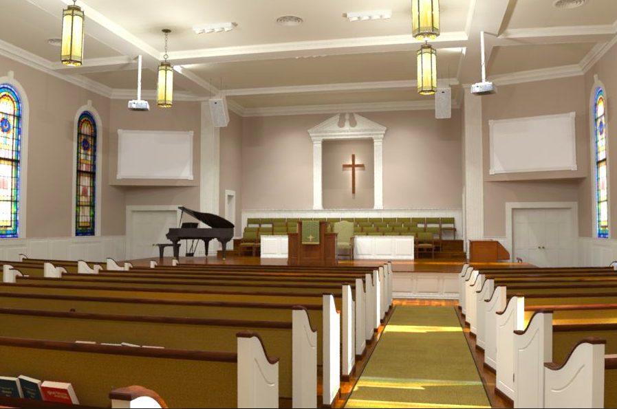 small church interior design rendering