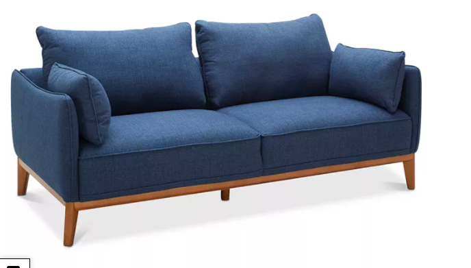78" navy fabric sofa