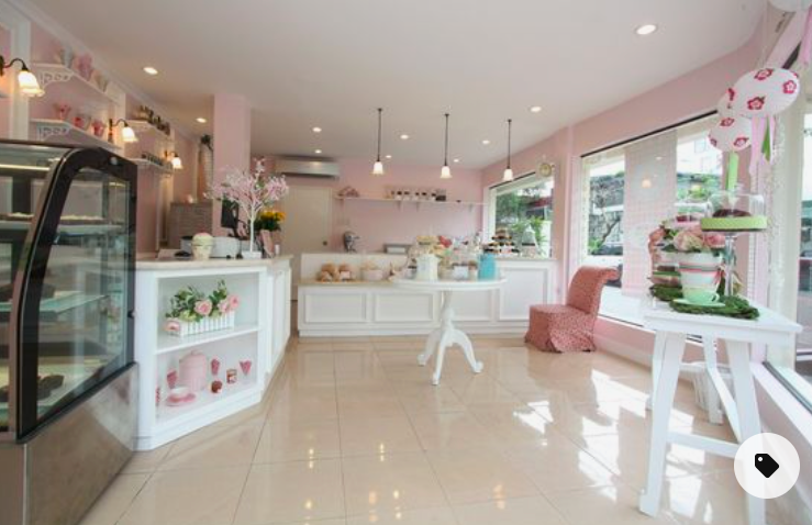 pink bakery interior