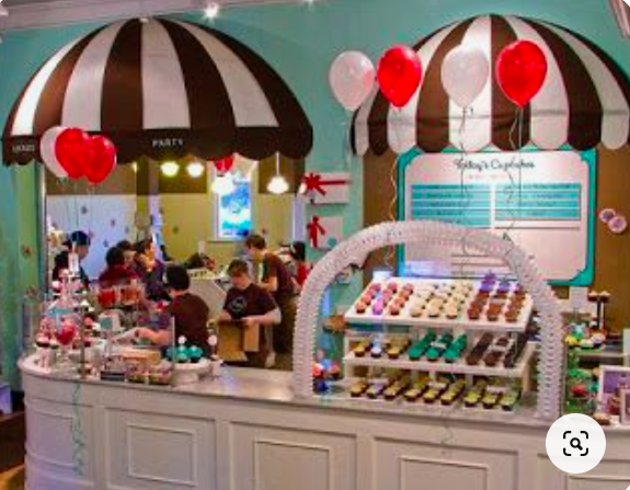 striped awning bakery interior