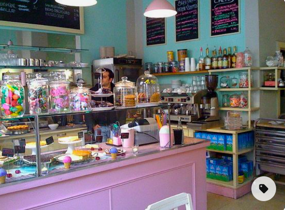 colorful bakery interior
