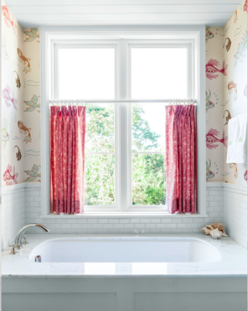 bath tub by window