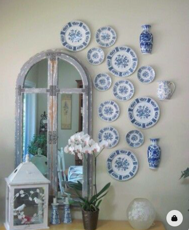 small blue and white plates decor
