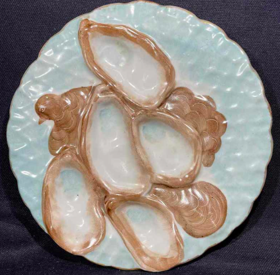 blue turkey mold oyster plate